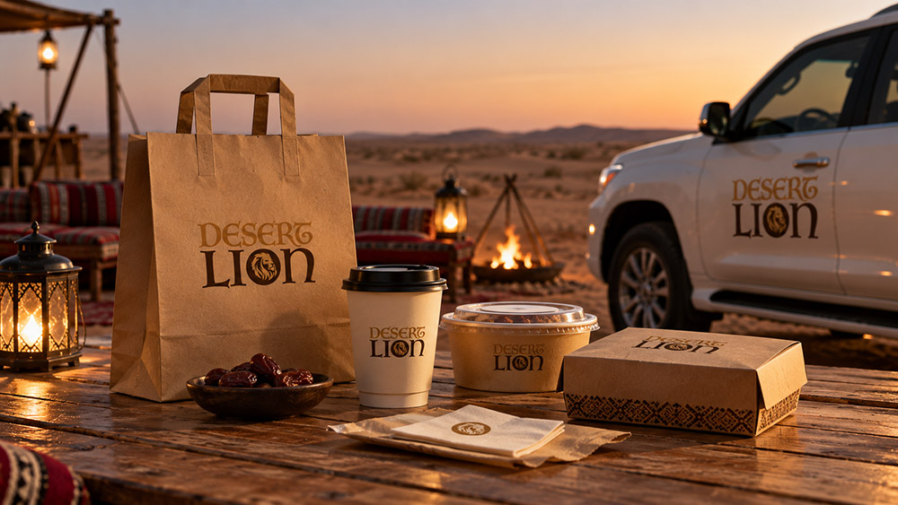 Logo and branding company in Dubai: Desert Lion packaging and vehicle branding