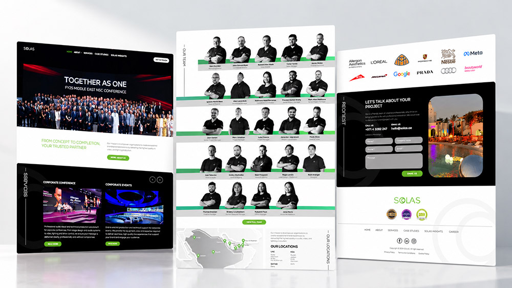 Website design agency in Dubai: Solas corporate website