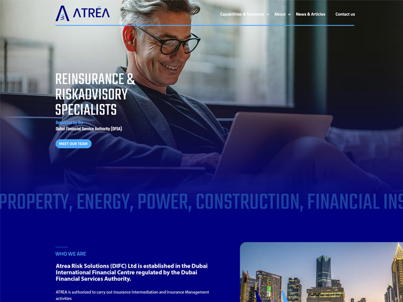 Website maintenance services in Dubai: Atrea Risk Solutions website looked after