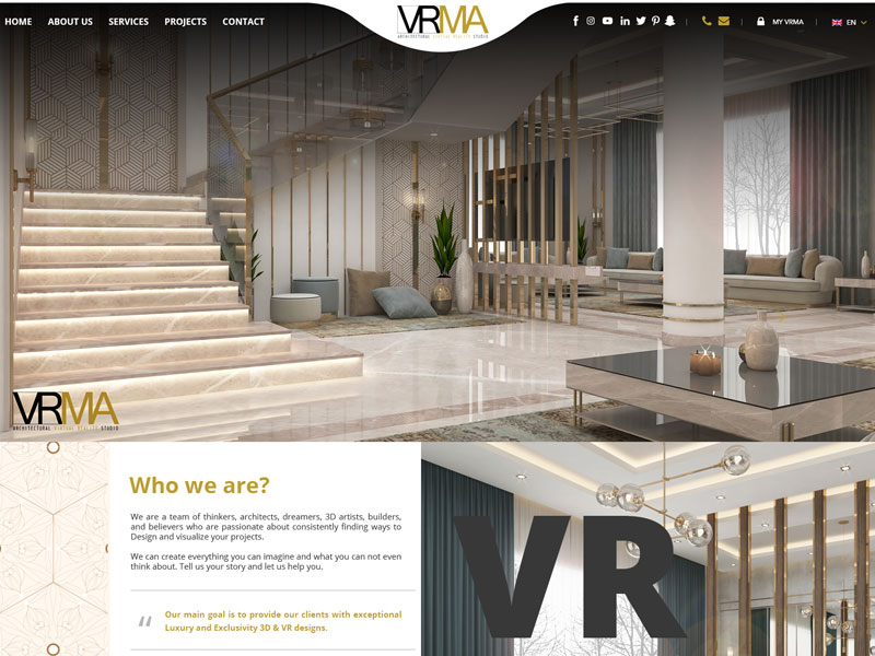 VRMA interior design website design